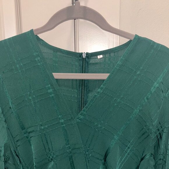 Dark Green Plaid Romper - Picture 2 of 11